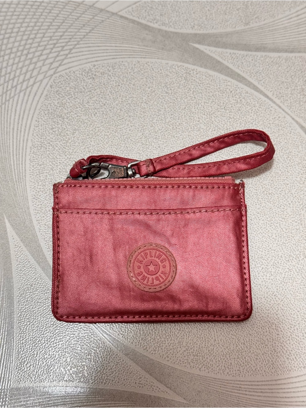 Kipling Metallic Red Wristlet Card Pouch